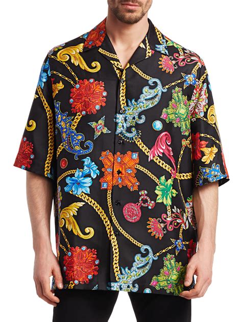 versace men's short sleeve shirt